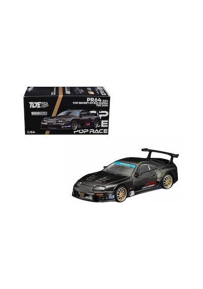 Pop Race 1:64 Toyota Supra Top Secret Gt300 Tde 2026 Karbon Görünümlü Diecast Model Araba Pr640514 Sarı