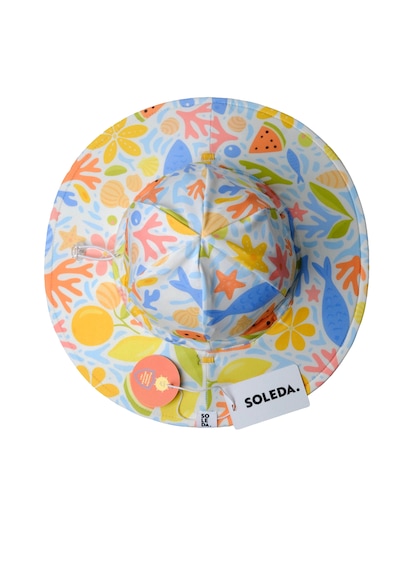 Soleda Uv Korumalı Çift Taraflı Ayarlanabilir Bebek Çocuk Şapkası Underwater Salad Çok Renkli