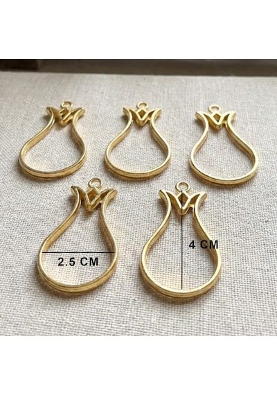 Tahtakale Toptancı Epoksi Lale Model Metal Kolye Takı Ucu 5 Adet Gold Gold