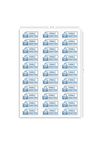 Kendinden Yapışkanlı 330 Adet Mavi Yerli Üretim Etiketi