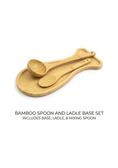 %100 Doğal Bambu Kaşık Ve Kepçe Altlığı - Ocak Yanı Tezgah Üstü Kirli Kaşıklık 28x11x1.5 Cm