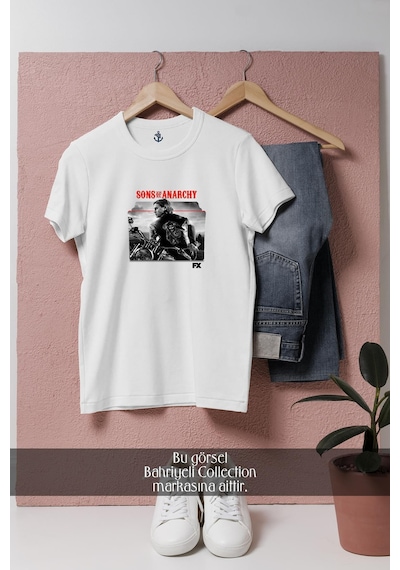 Oversize Sons Of Anarchy Series Tasarımlı Unisex T-shirt Beyaz
