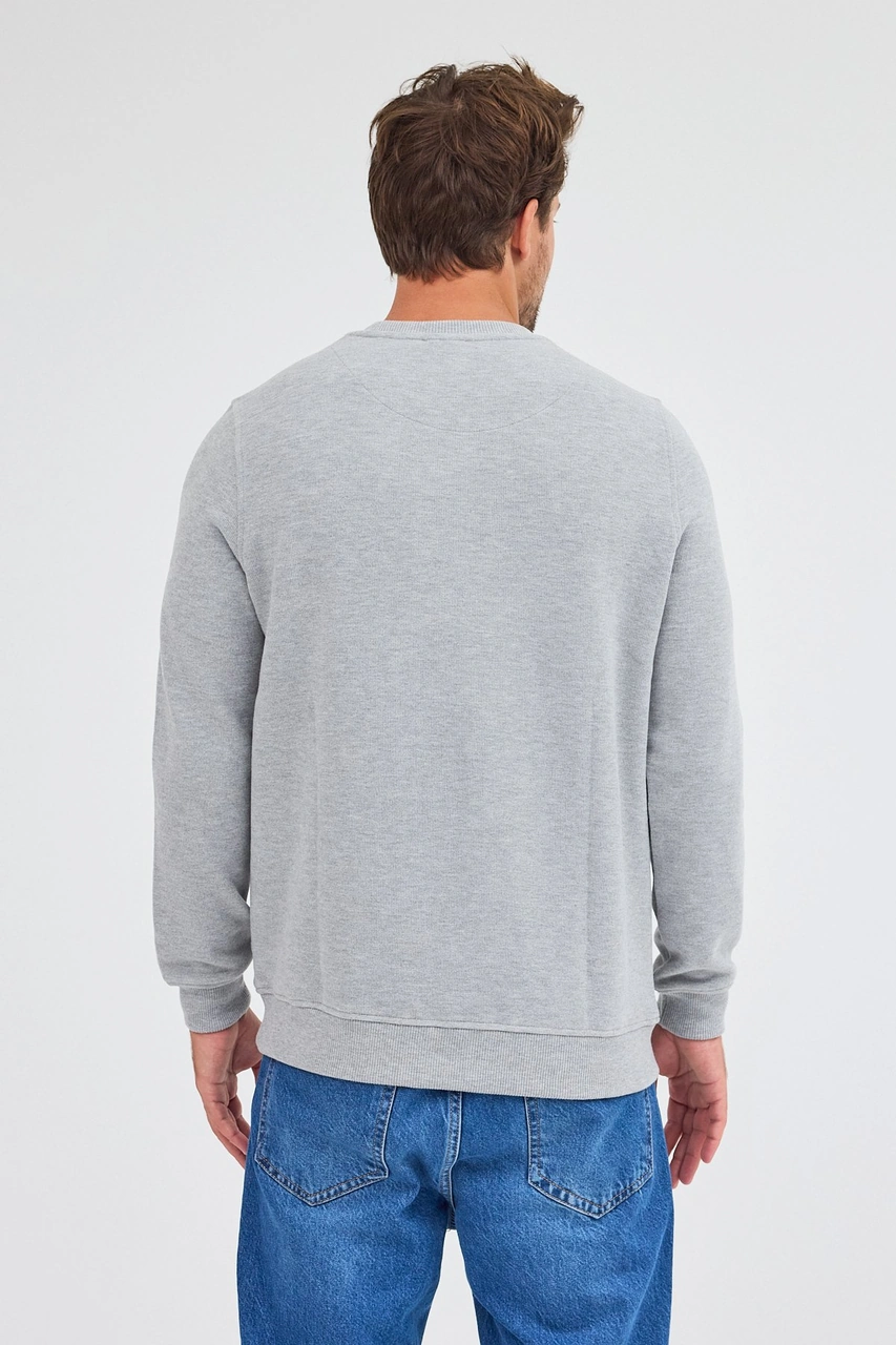 İmza Gri Uzun Kol Bisiklet Yaka Düz Pamuklu Comfort Fit Sweatshirt 1013255150 Gri