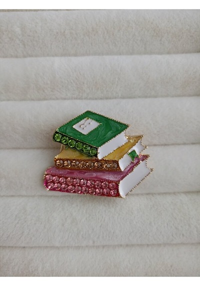 Pembe, Sarı, Yeşil Kitap Broş Renkli