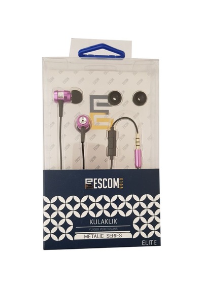 Kulaklık Mikrofonlu Metal Escomgold Kk-10 Pembe Standart