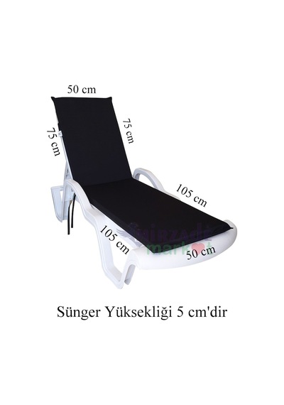 Mirzademarket Şezlong Minderi Standart Su Geçirmez Malzeme-Siyah