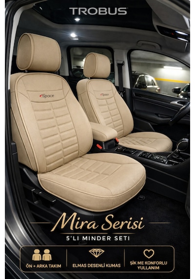 Nissan Note 2006-2012 Üniversal Mira Serisi 5 Parça Oto Koltuk Minderi Bej
