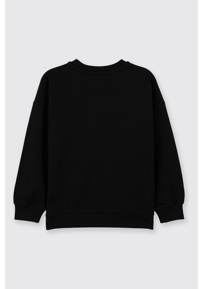 Panço Erkek Çocuk Bisiklet Yaka Siyah Sweatshirt