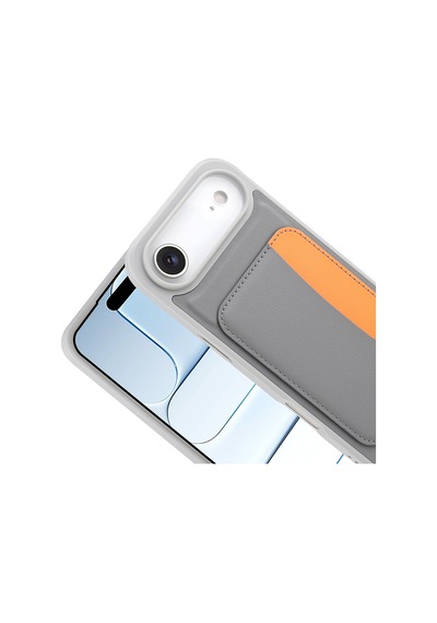 Apple iPhone Uyumlu 17 Air Kılıf Kartlıklı Kamera Yükseltili Silikon Pazarplus Kahverengi