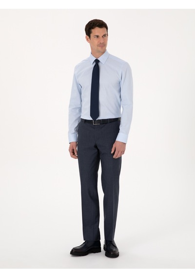 Cacharel Açık Mavi Slim Fit %100 Pamuk Klasik Yaka Oxford Gömlek Denım