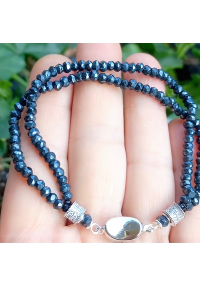 2512 Spinel Zirkon El Yapımı İki Sıralı Bileklik Gümüş