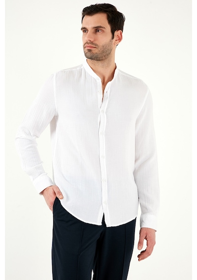 Buratti Pamuklu Regular Fit Hakim Yaka Erkek Gömlek Cf25S127702 Beyaz