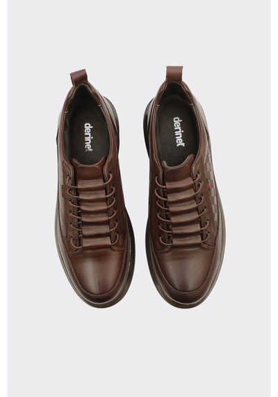 Derinet Hakiki Deri Erkek Sneaker Kahve Kahve