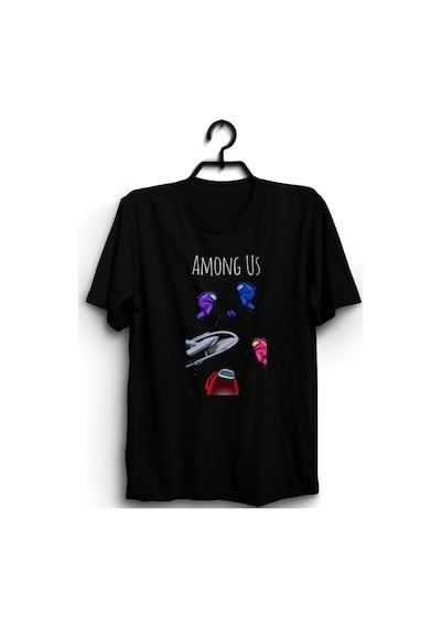 Stoned&Fame Among Us, Oyun Baskılı Unisex %100 Pamuk Siyah T-shirt SIYAH