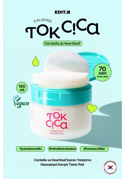 Edıtb Akneli Ciltler İçin Yatıştırıcı Tonikli Ped EDIT.B Calming Tok Cica Trouble Toner Pad 70 adet