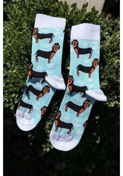 Lousocks Unisex Sosis Köpek Desenli Turkuaz Soket Çorap