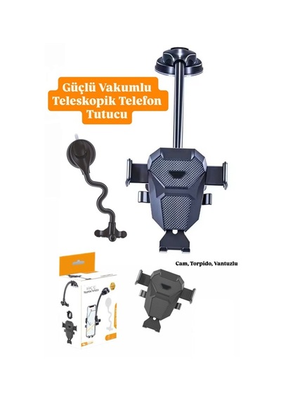 Araç İçi Telefon Tutucu Ultra Kuvvetli Vantuzlu Akrobat Siyah