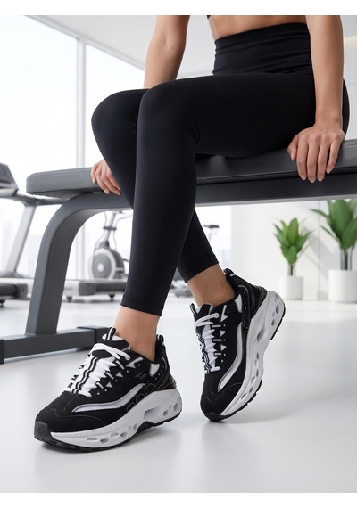 Lescon Anita Easy Step Siyah Beyaz Kadın Spor Ayakkabı Siyah&beyaz