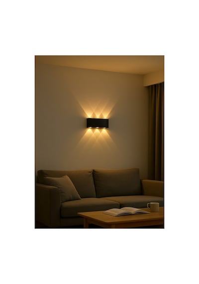 Bs Light Schuar 8011 Haiti Aplik 3+3 Dekoratif Çift Yönlü Aplik 10w 3200k Sarı Elektrikli Pil İle Çalışmaz Siyah