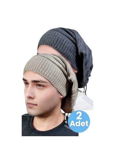Uniquetrenders 2'li Erkek Kışlık Triko Örgü Bere Ve Boyunluk Füme-camel Camel - Füme