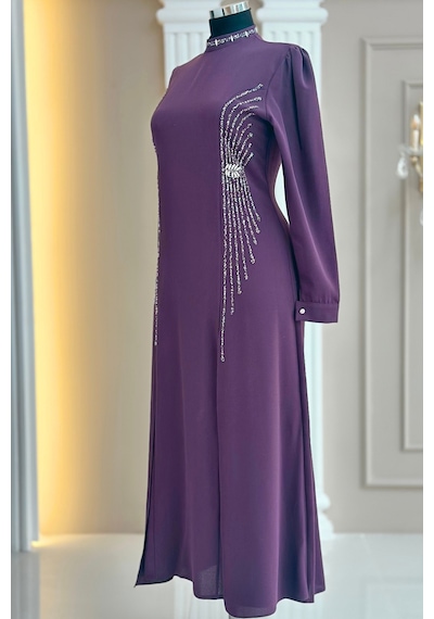 Amine Hüma Duru Abiye Elbise Violet Violet
