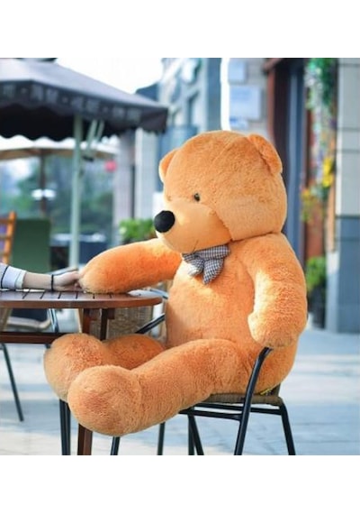 140 Cm Papyonlu Kahverengi Büyük Ayıcık Peluş Ayı (%100 Yerli)