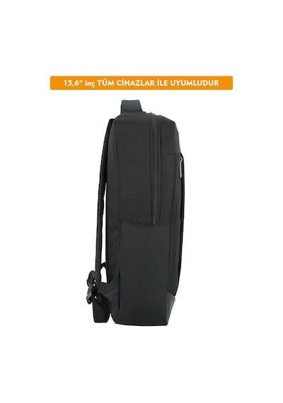 Dada Unisex Siyah Laptop Sırt Çantası Okul Ofis İş Günlük Kullanım 15,6" İnç Su Geçirmez Kumaş Siyah