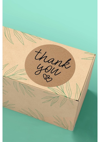 Kraft Kalpli Thank You Sticker 3x3cm St2337 Çok Renkli