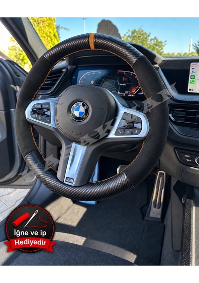 Bmw F22 Dikme Direksiyon Kılıfı Alcantara Süet Mat Karbon Taba Yüzük Ve Dikiş 2014-2021 Siyah