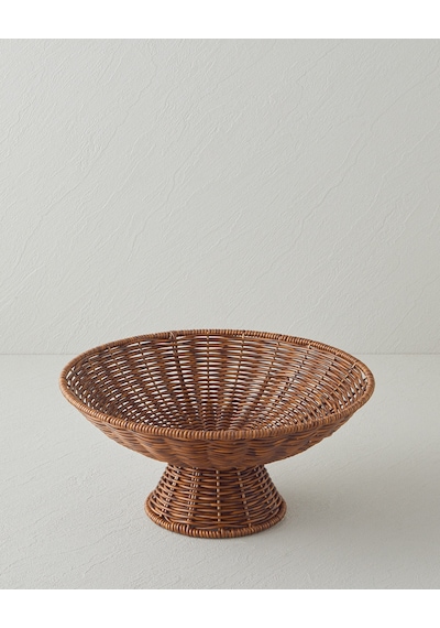 Boho Plastik Rattan Sunumluk 29x29x13 Cm Kahverengi