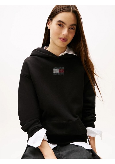 Tommy Hilfiger Tjw Rahat Kesim Parti Bayraklı Kadın Siyah Kazak Dw0dw21605bds Siyah