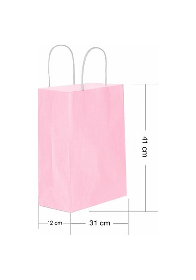 Roll-up Kraft Çanta Pembe Büyük Boy 31x41cm 25 Adet 6'li Paket