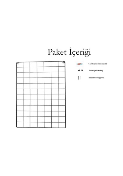 Tel Pano 40x60 Siyah 4 Adet Mini Mandal 2 Adet Çelik Kıskaç Hediyemizdir 40 x 60 CM