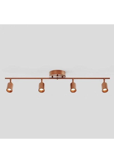 Rsylight Retro Mat Bakır Kaplama 180 Derece Hareketli Modern Spor 4 Lü Led Spot Avize Beyaz Ampullü Bakır