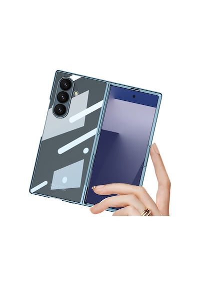 Subutu Galaxy Z Fold 7 Kılıf Zore Full Camlı Kıpta Kapak - Gri-yeşil Gri