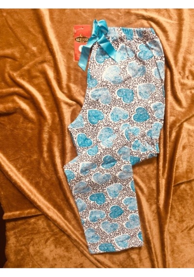 Çiçek Motifli Kışlık Pijama Altı Beyaz