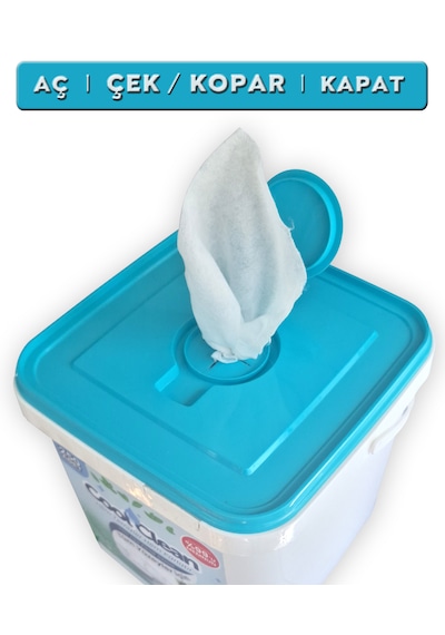 Cool Clean Yüzeyler için Islak Temizlik Mendili Kova 250'li
