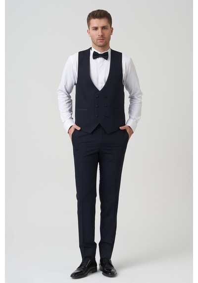 White Stone Chicago D2403 Slim Fit 6 Drop Damatlık Takım Elbise Lacivert - Laci Lacivert