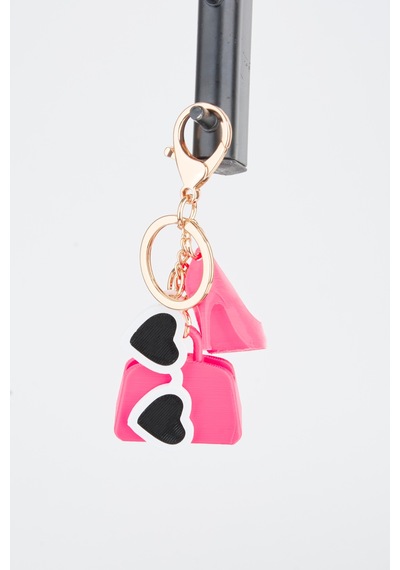 Vivaq Pembe Mini Figürlü 3d Baskı Charm Çanta Aksesuarı Anahtarlık