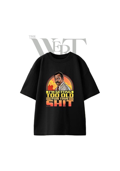 Thewert Roger Murtaugh Tasarım Baskılı Ünisex Siyah Oversize T-shirt