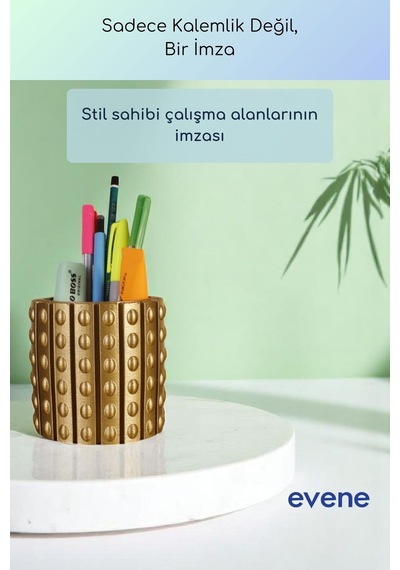 Kalemlik Masa Kalemliği Organizer Kalemlik Altın Renk Model 91 Çok Renkli