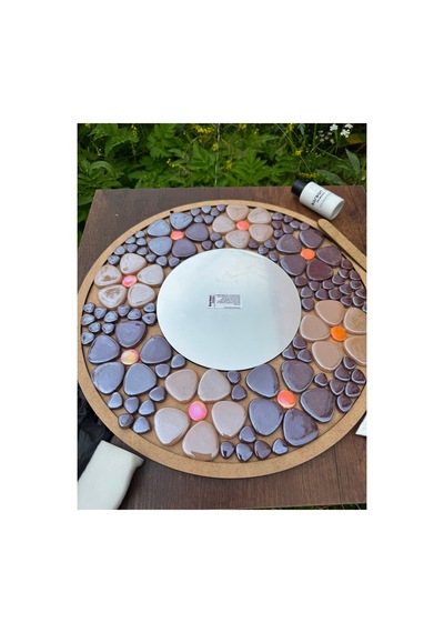34x34cm Yuvarlak Pleksi Aynalı Yetişkin Mozaik Set Başlangıç Seviye