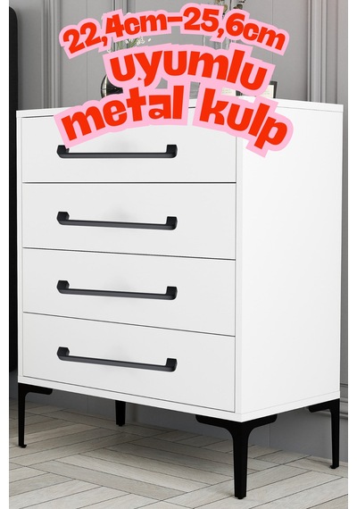 Radius Siyah Metal Mobilya Kulpu 256 Mm 25,6 Cm Uyumlu Modern Mutfak Dolabı Çekmece Kulbu 22,4 25,6 Siyah Siyah