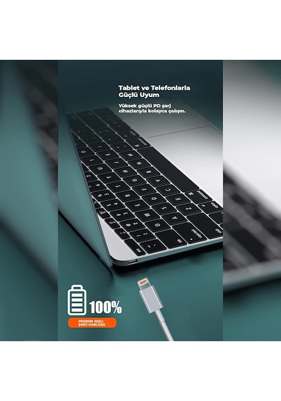 6a 100w Type-c To Lightning 2metre Süper Hızlı Data Ve Şarj Kablosu Standart