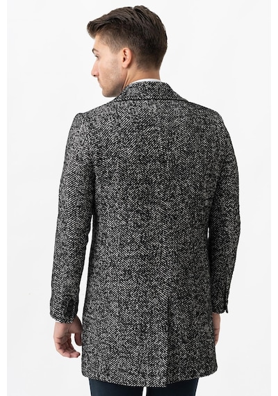 White Stone Arezzo 4025 Ceket Yaka Pamuklu Slim Fit Kaban Siyah-Siyah