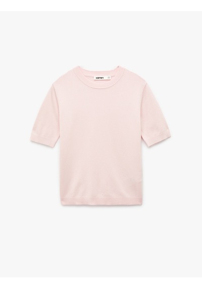 Koton Bisiklet Yaka Kısa Kollu Triko Kazak Pembe 6sak90054ht Gülkurusu