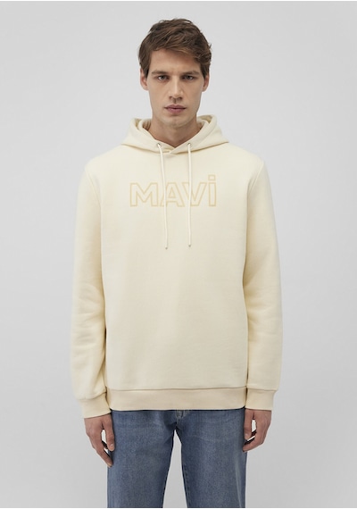 Mavi - Mavi Logo Baskılı Bej Sweatshirt 0610941-70055 Beyaz