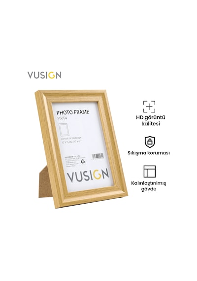 Vusıgn Vs655 Mdf Fotoğraf Çerçevesi 13x18 Cm Ahşap Kabartmalı Çerçeve Masaüstü Ve Duvar Askılı