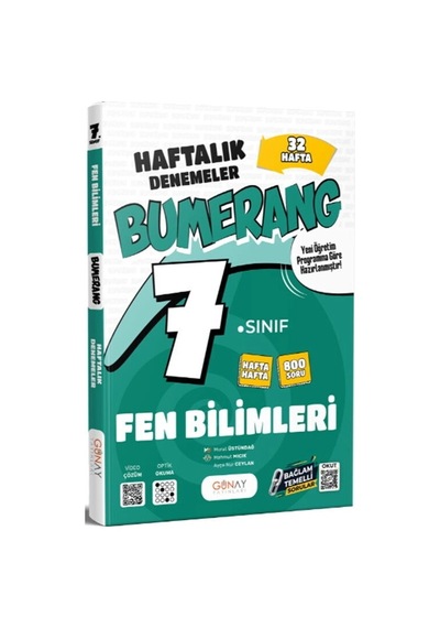 7.sınıf Fen Bilimleri Bumerang Haftalık 40 Deneme Günay Yayınları