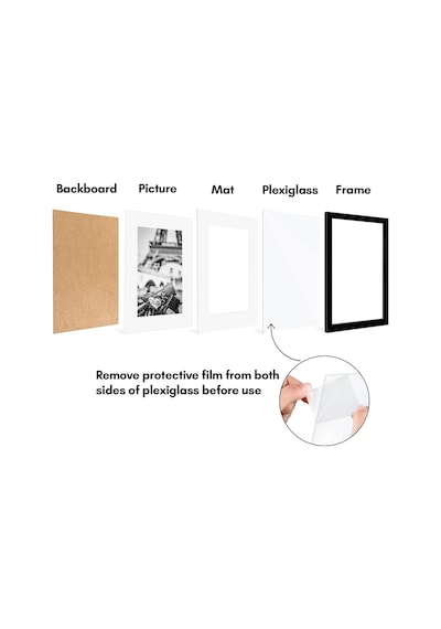Americanflat 23x30 Cm Resim Çerçevesi Siyah Set, Mat İle 15x23 Cm Veya Matsız 23x30 Cm, Pleksiglas Kapaklı Kolaj Çe